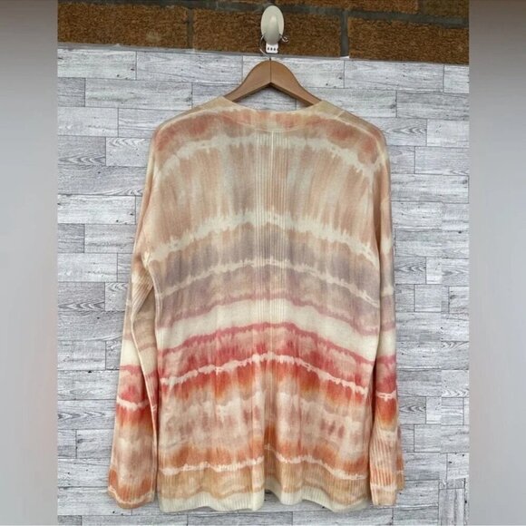 Allsaints Marea Tie Dye Cardigan Sweater Merino Wool Rainbow Pink Cream New M - Picture 9 of 16